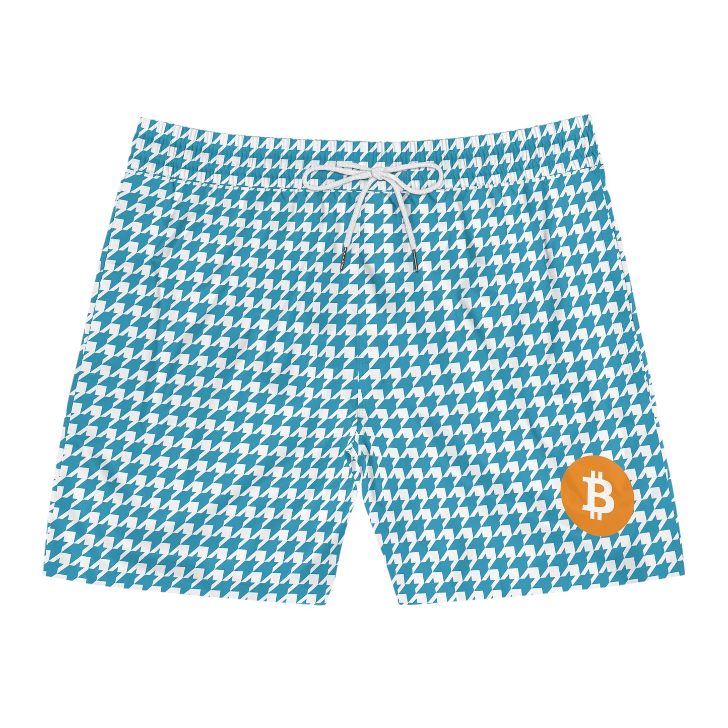 Bitcoin White Houndstooth Swim Trunk In N Out Crypto