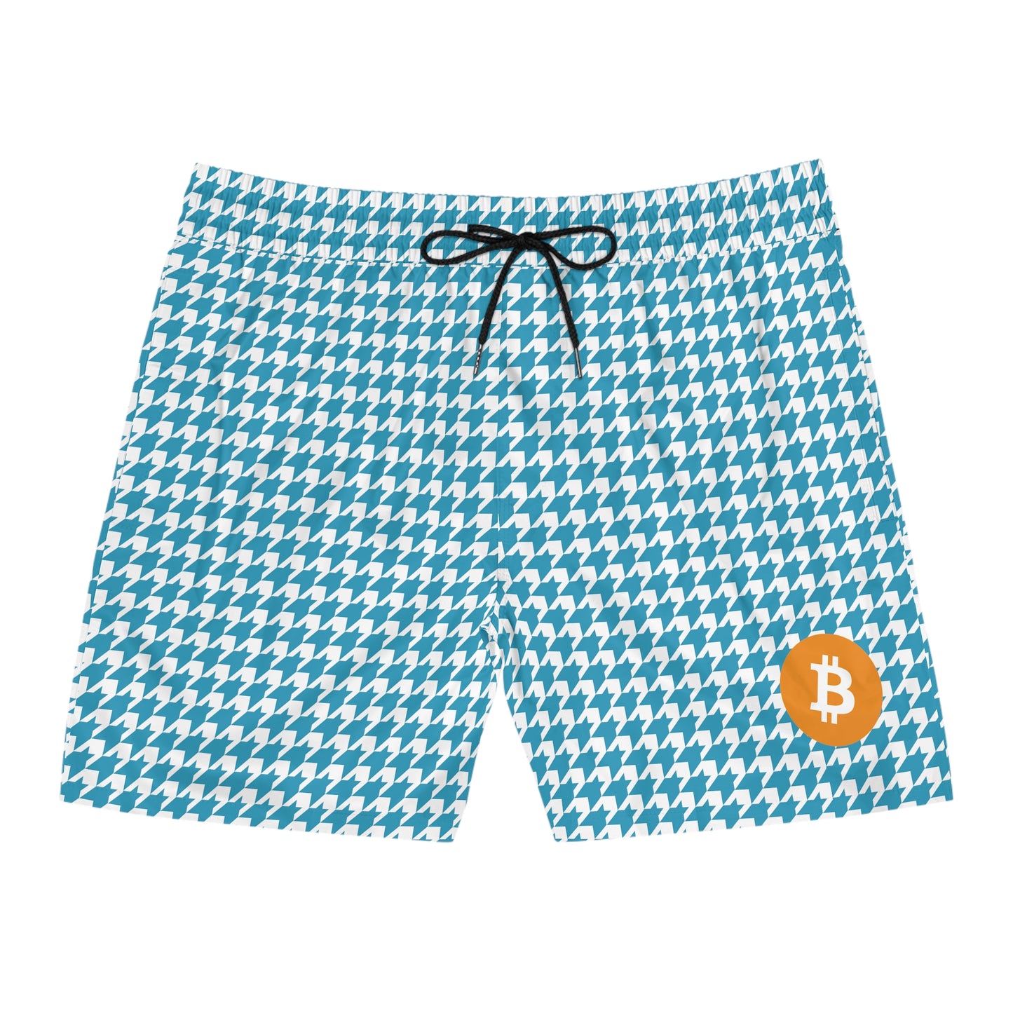 Bitcoin White Houndstooth Swim Trunk In N Out Crypto