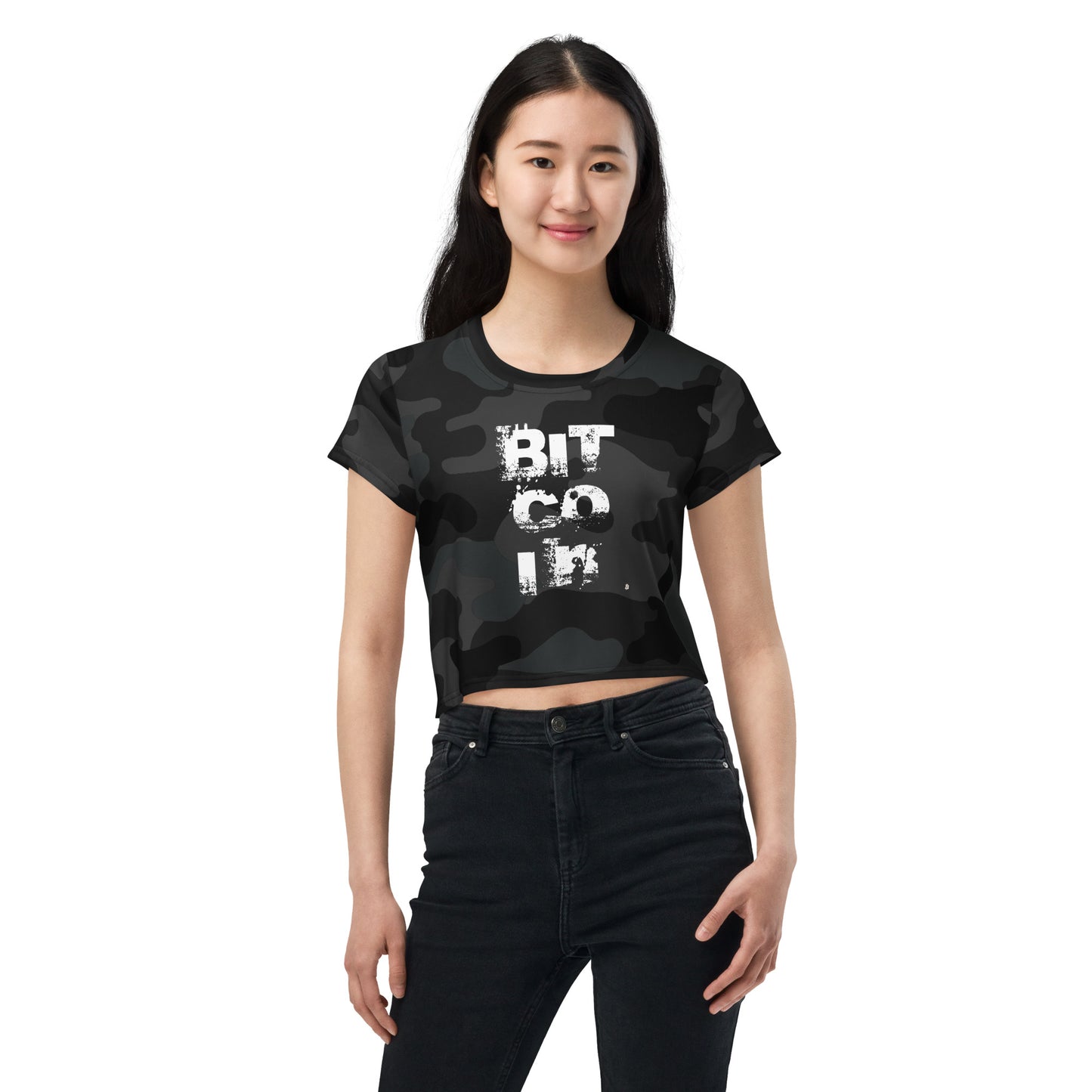 Bitcoin Camo Crop T-Shirt In N Out Crypto