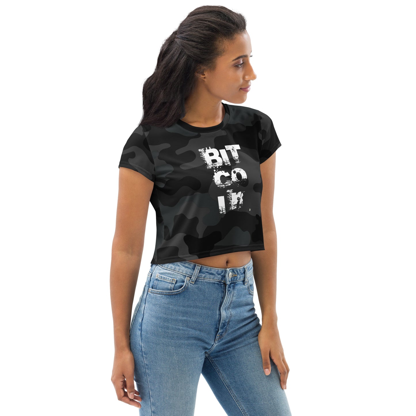 Bitcoin Camo Crop T-Shirt In N Out Crypto