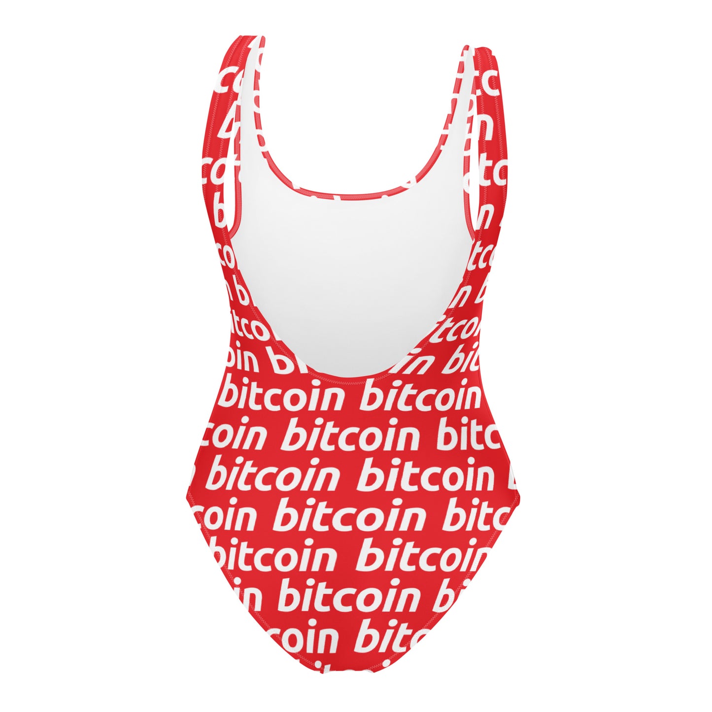 Bitcoin Red White Swimsuit printful