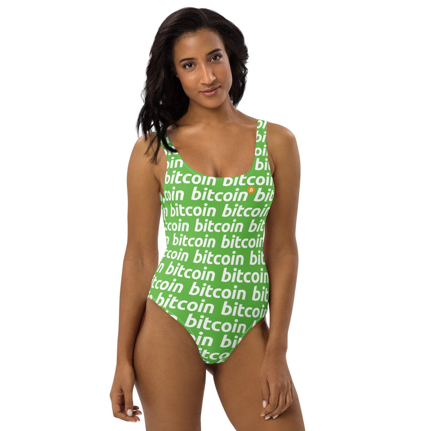 Bitcoin Tree White Swimsuit printful