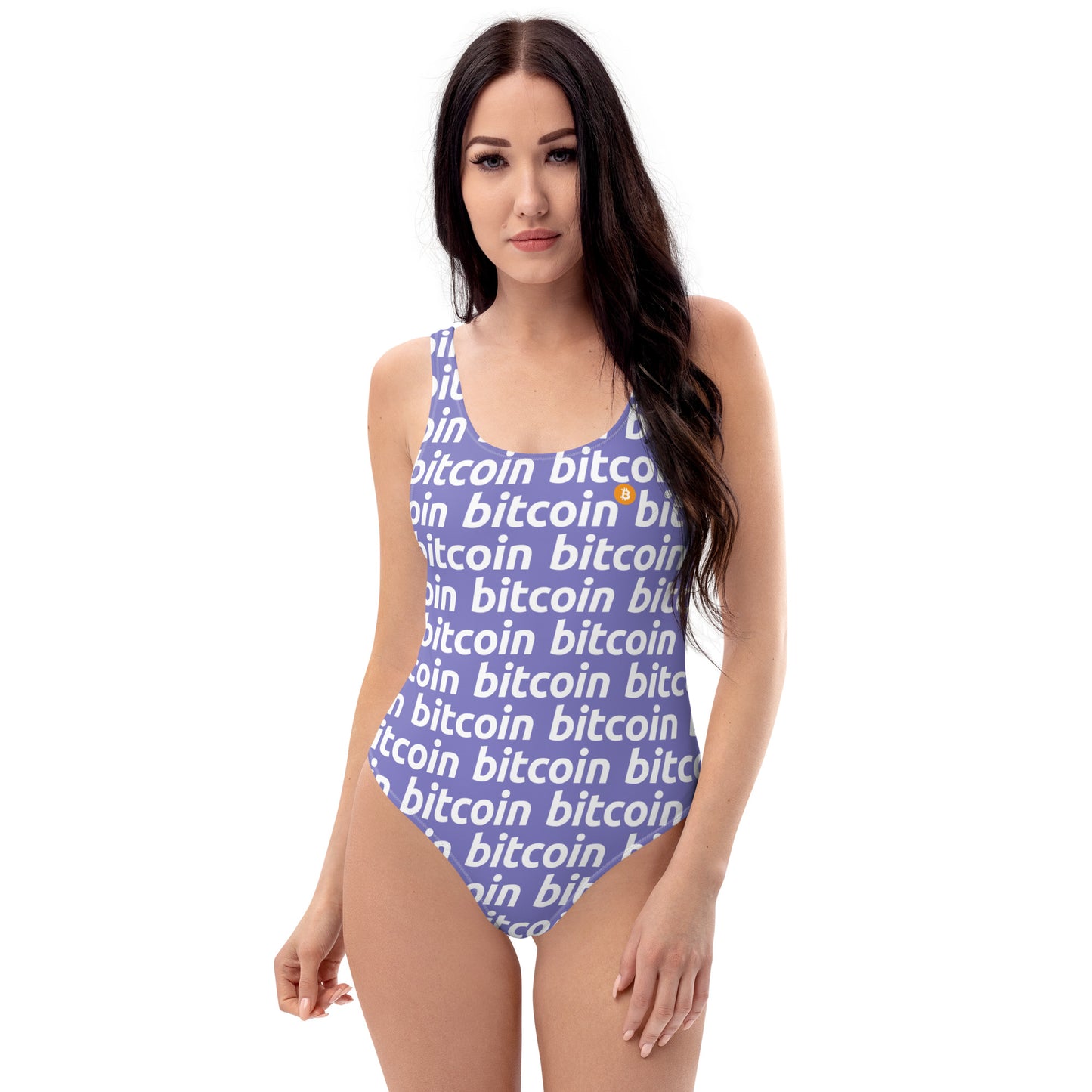 Bitcoin Violetta White Swimsuit printful
