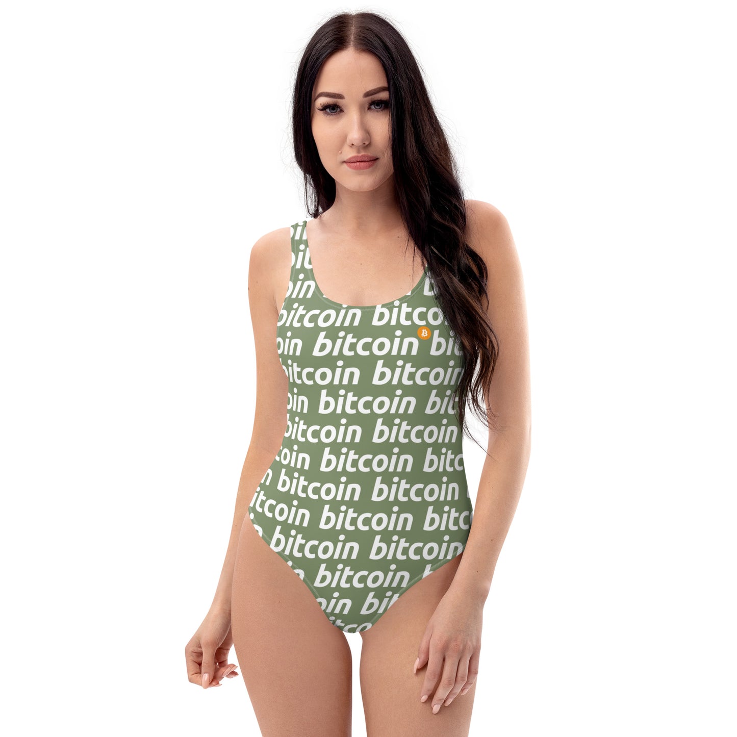 Bitcoin Forest White Swimsuit printful