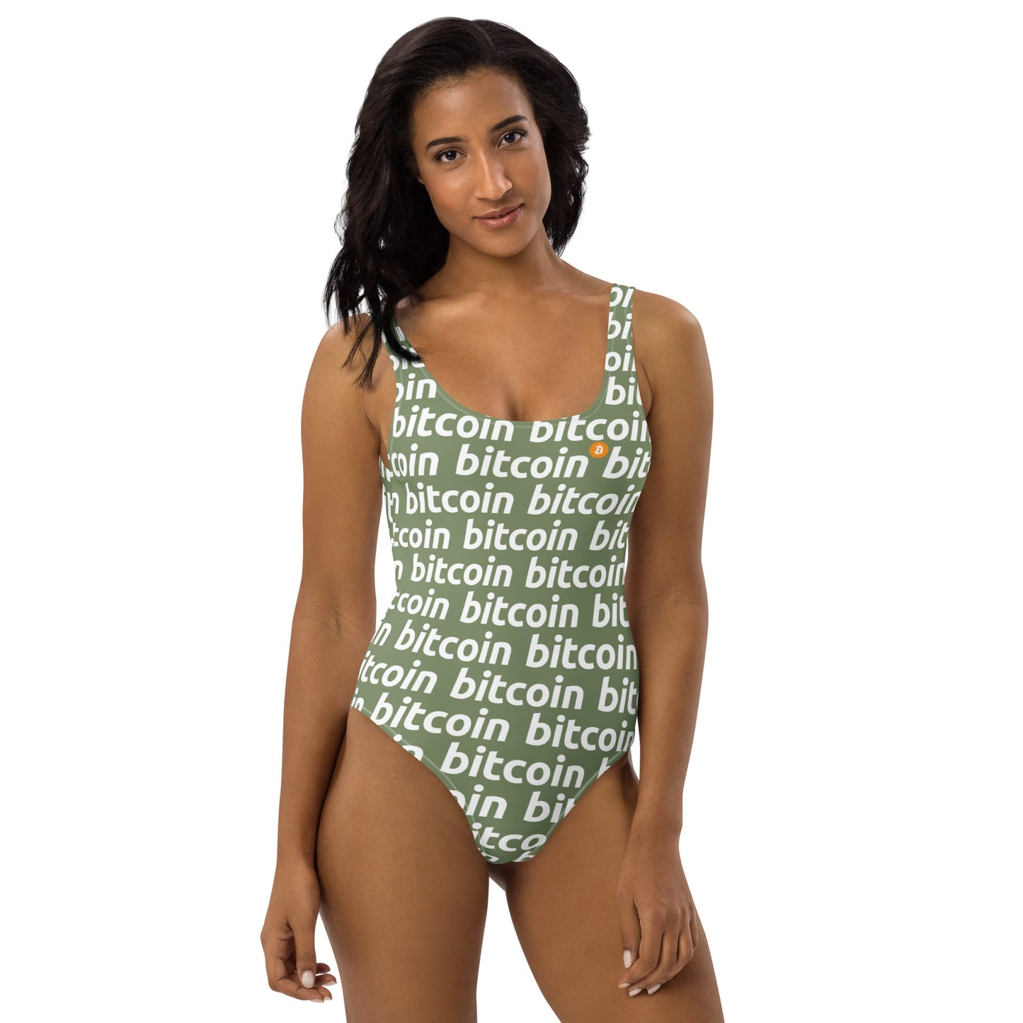 Bitcoin Forest White Swimsuit printful