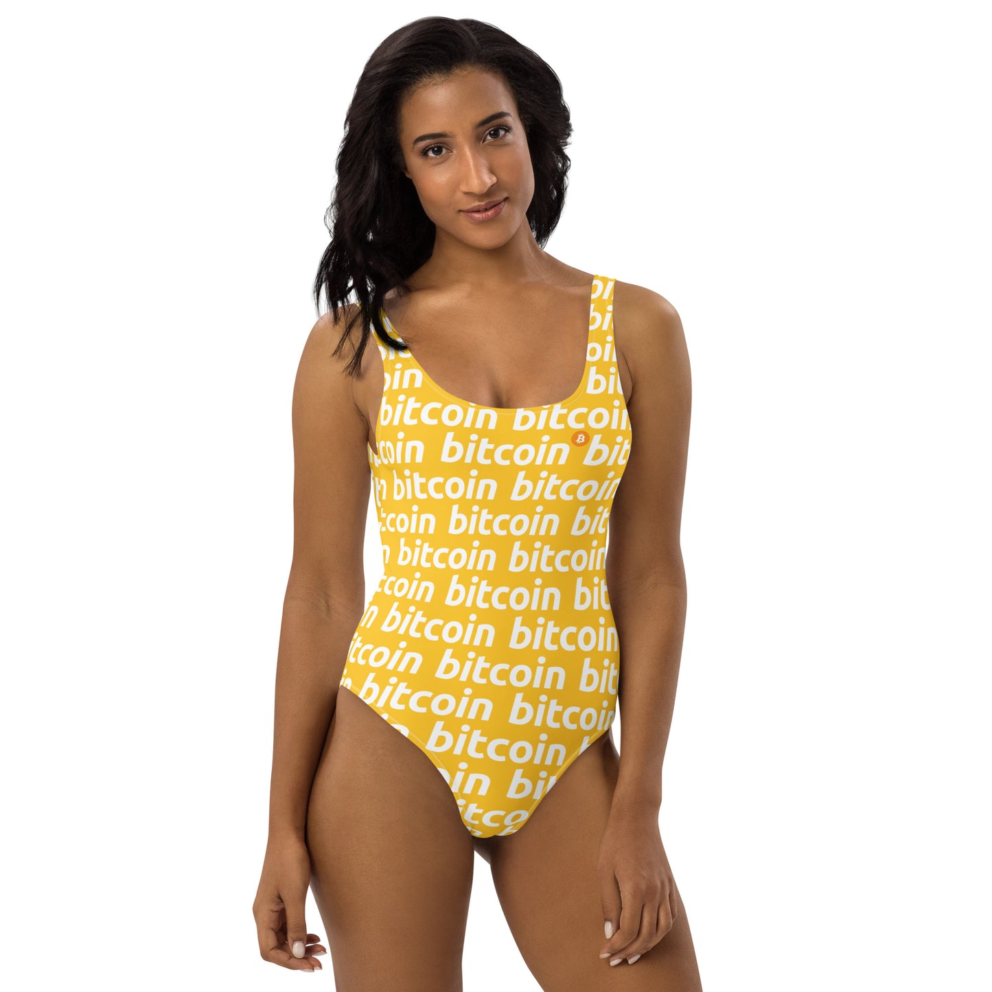 Bitcoin Honey White Swimsuit printful