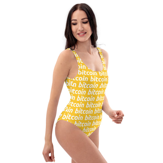 Bitcoin Honey White Swimsuit printful