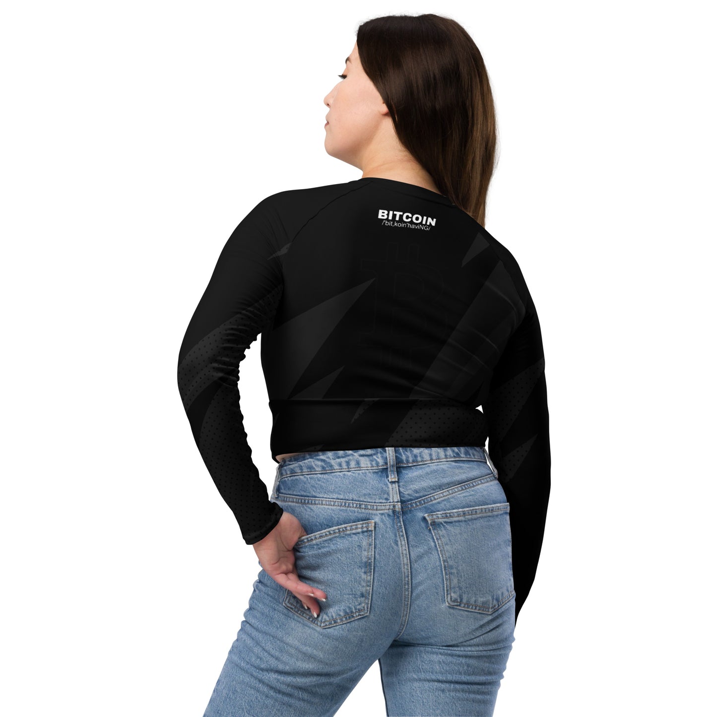 Bitcoin Undercover Recycled Long-Sleeve Crop Top In N Out Crypto