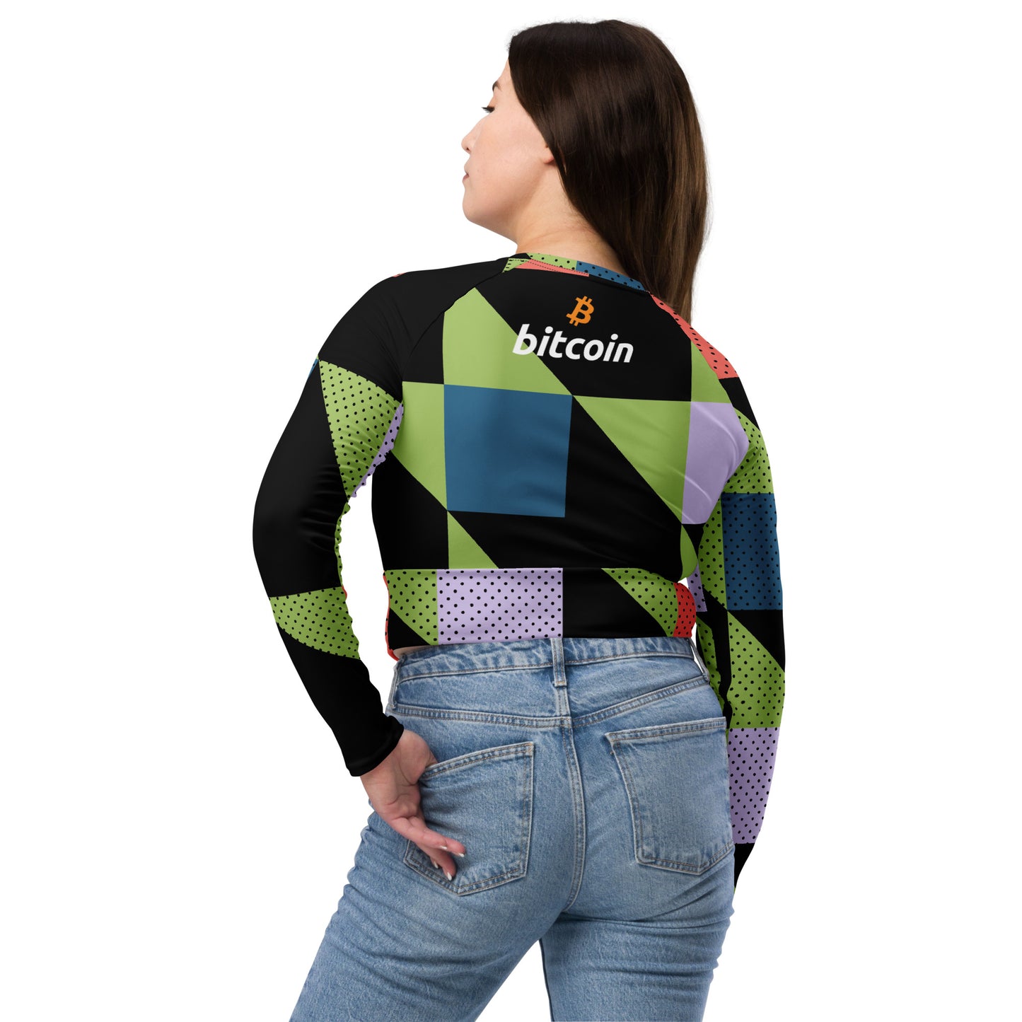 Bitcoin Patches Recycled Long-Sleeve Crop Top In N Out Crypto