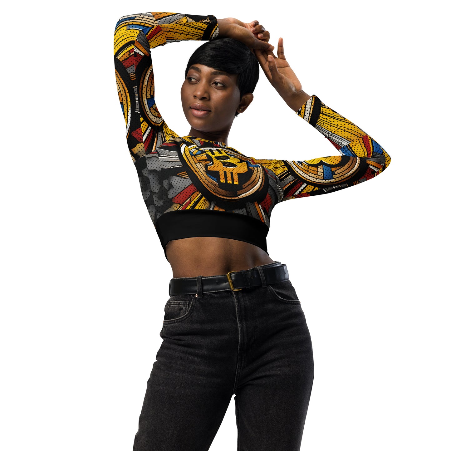 Bitcoin Super Girls Recycled Long-Sleeve Crop Top In N Out Crypto