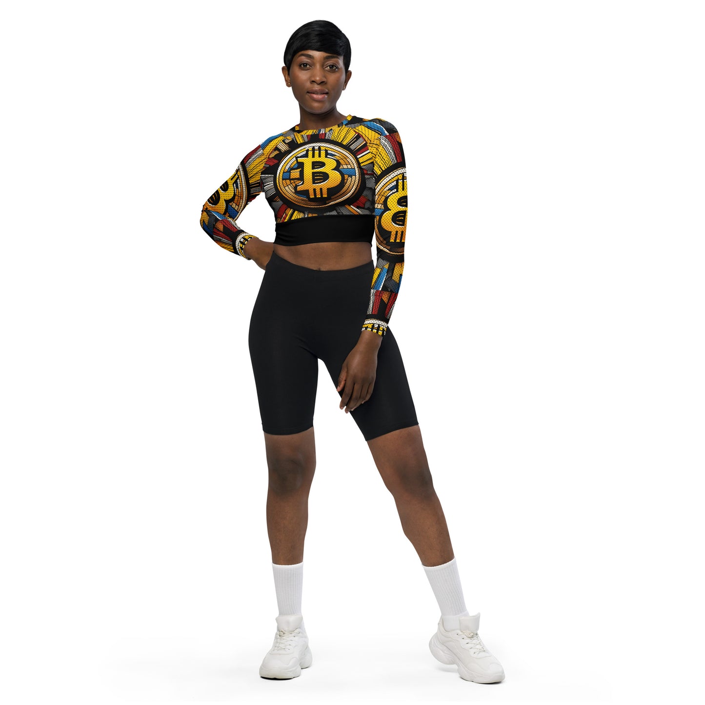Bitcoin Super Girls Recycled Long-Sleeve Crop Top In N Out Crypto