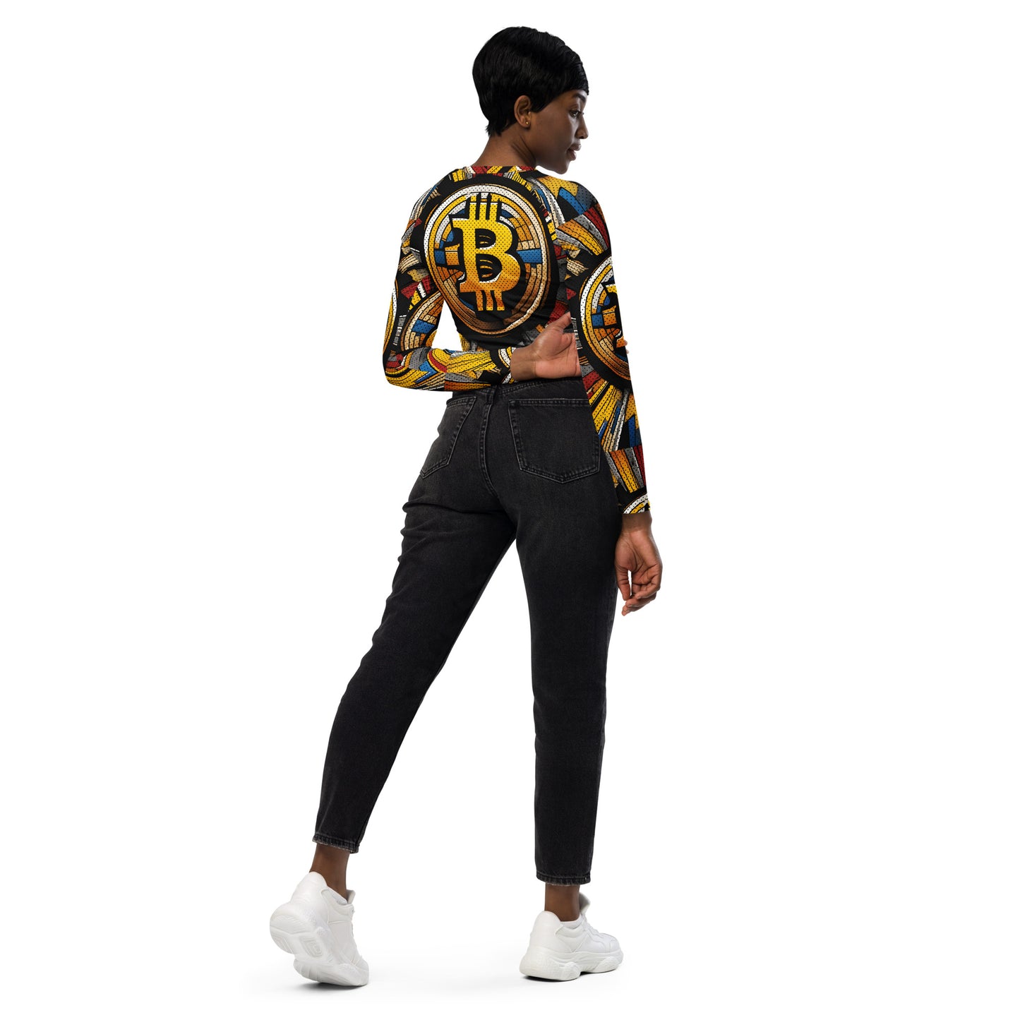 Bitcoin Super Girls Recycled Long-Sleeve Crop Top In N Out Crypto