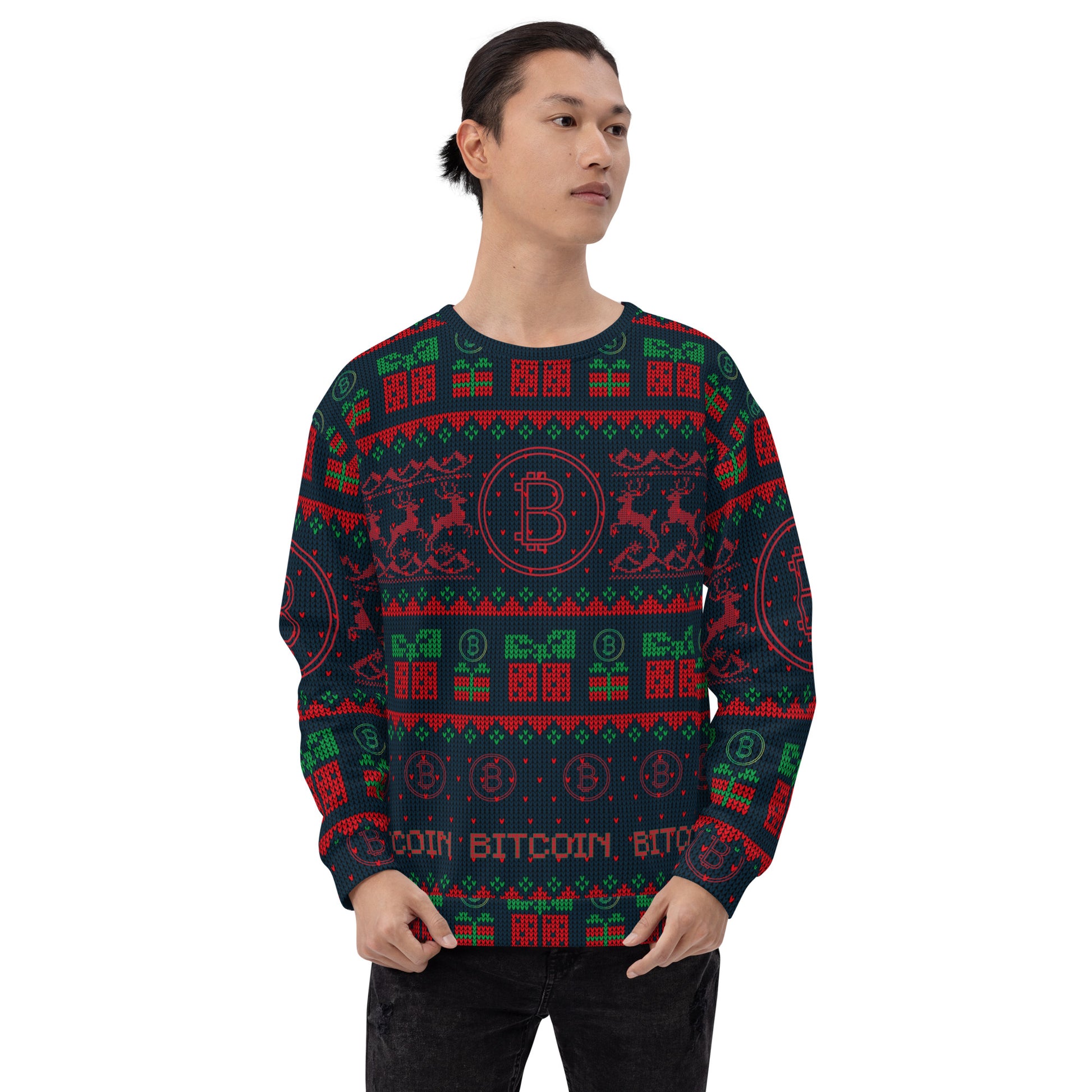 Bitcoin Christmas Deer Sweatshirt In N Out Crypto