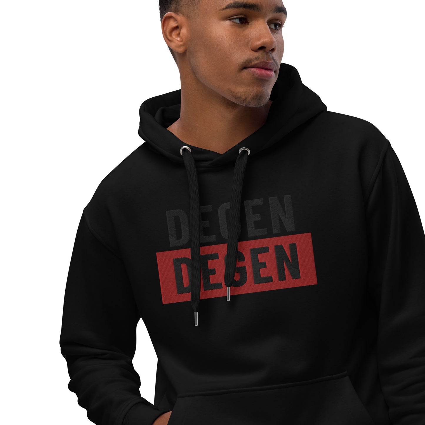Degen Embroidered Premium Eco Hoodie InNOutCrypto