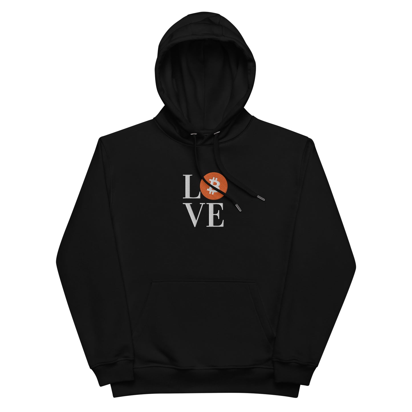 Bitcoin Love Embroidered Premium Hoodie In N Out Crypto