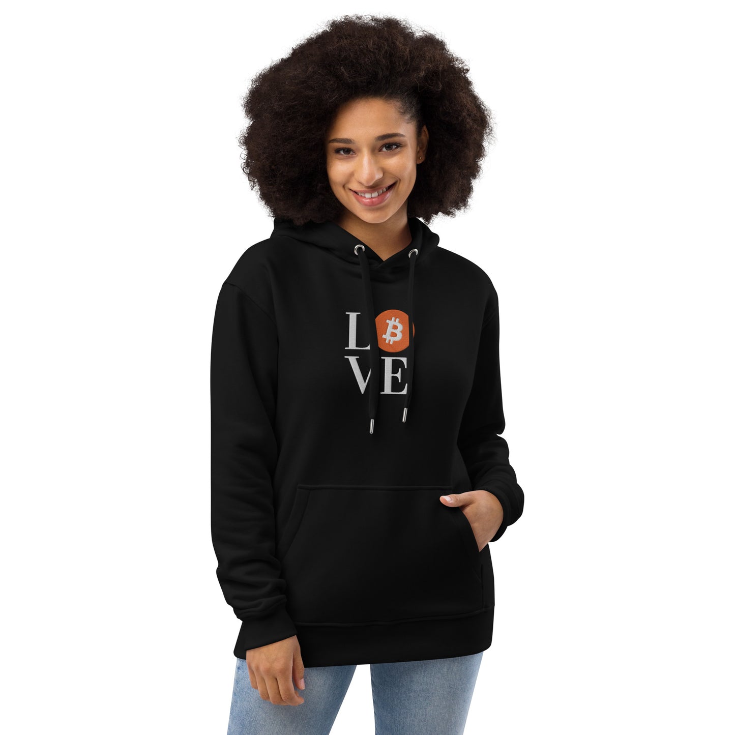 Bitcoin Love Embroidered Premium Hoodie In N Out Crypto