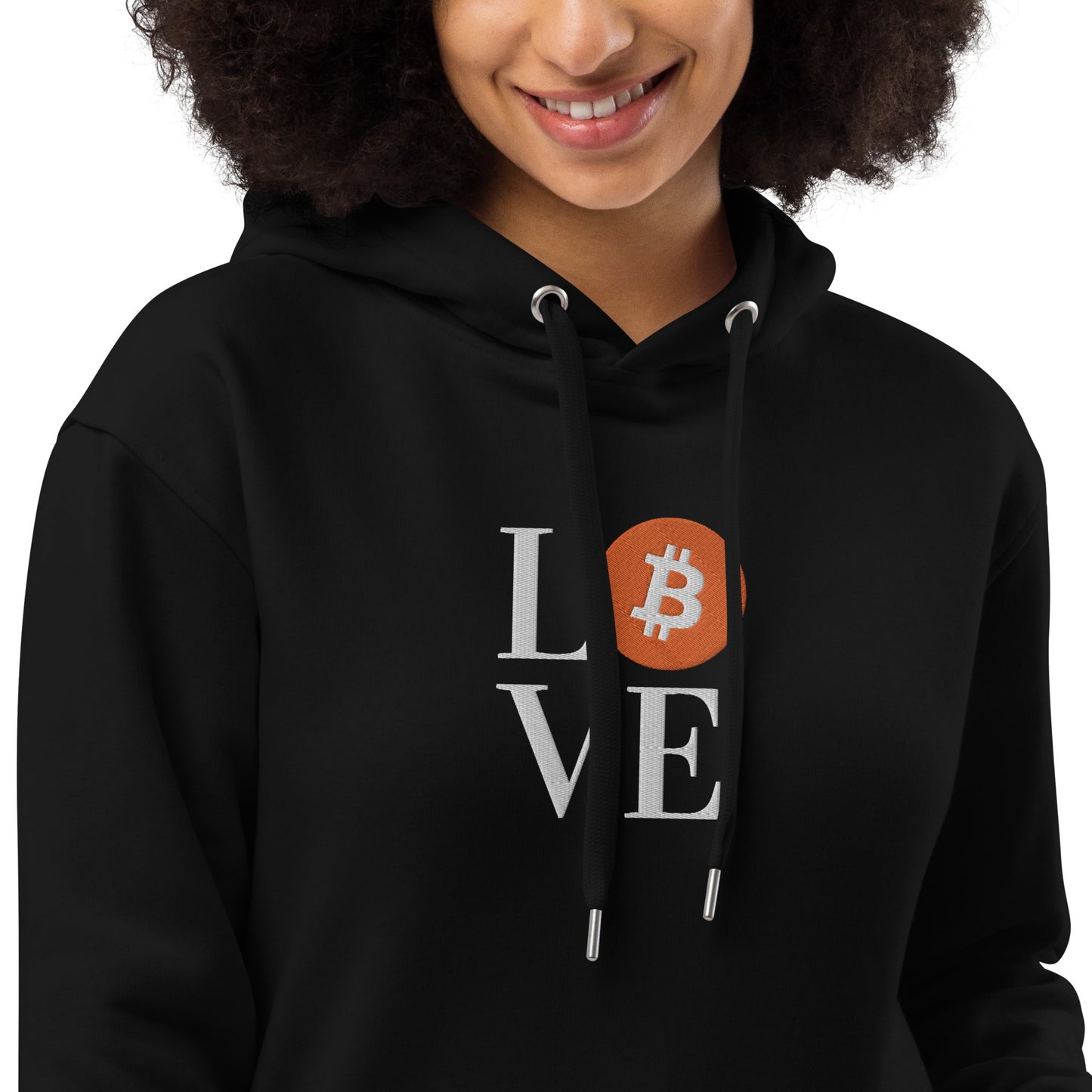 Bitcoin Love Embroidered Premium Hoodie In N Out Crypto
