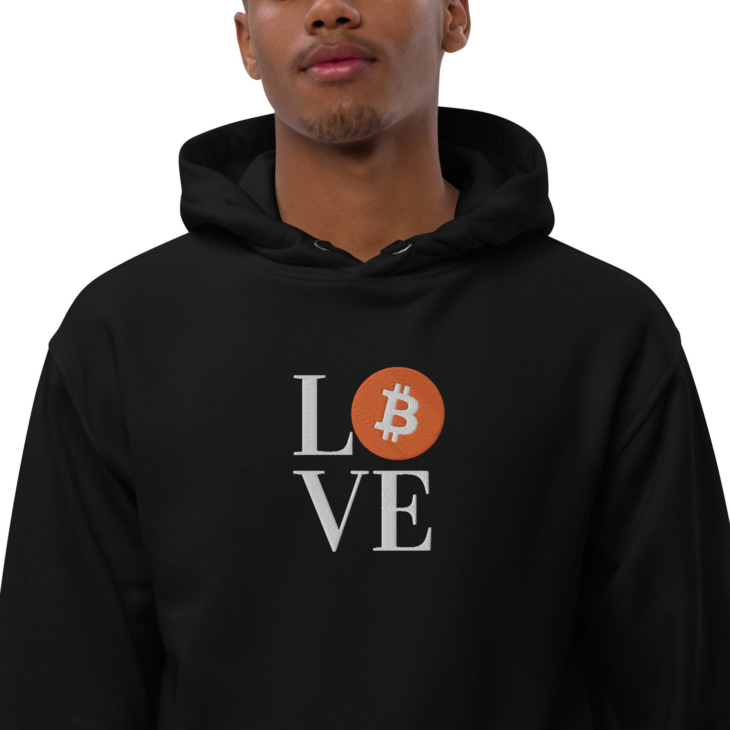 Bitcoin Love Embroidered Premium Hoodie In N Out Crypto