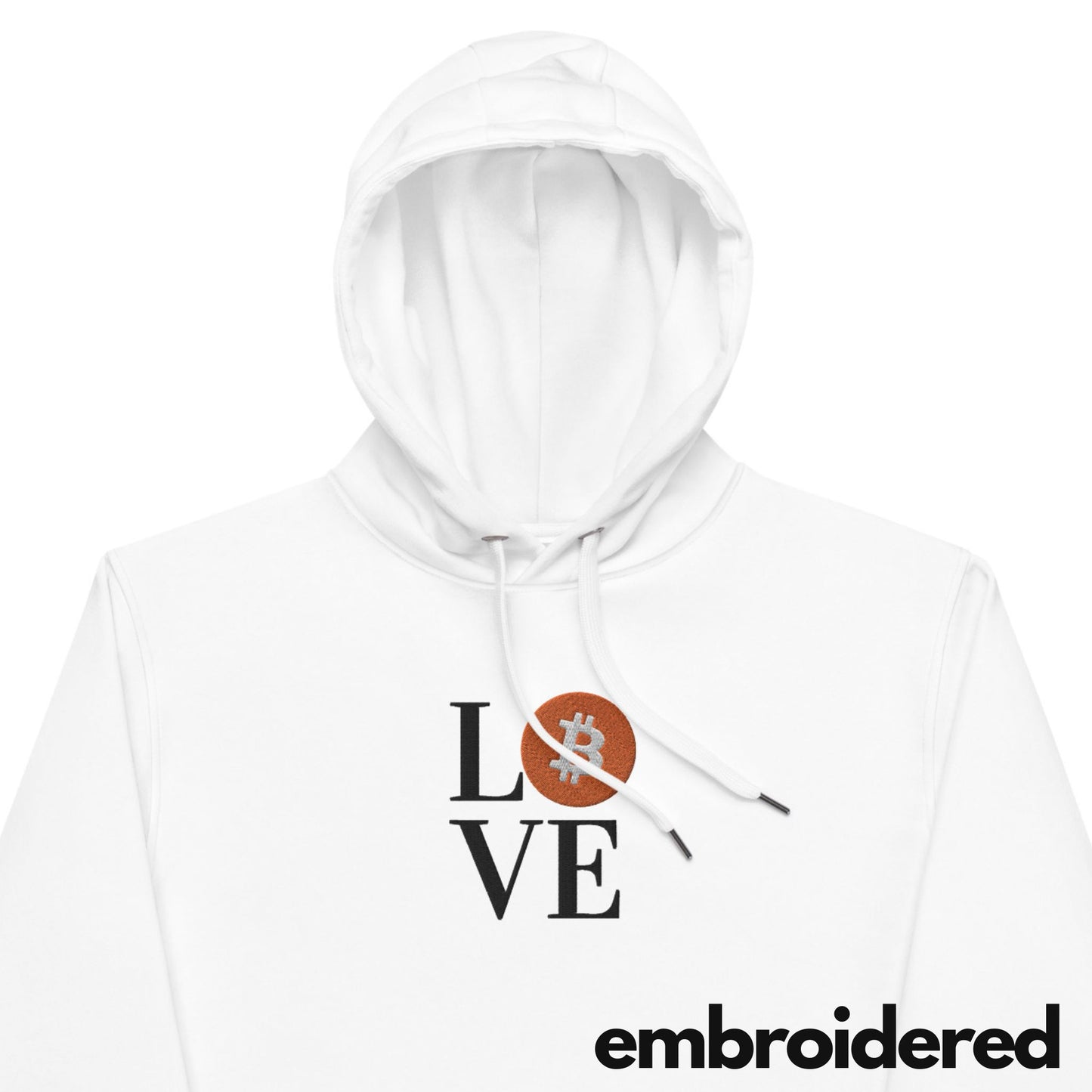 Bitcoin Love Embroidered Premium Hoodie In N Out Crypto