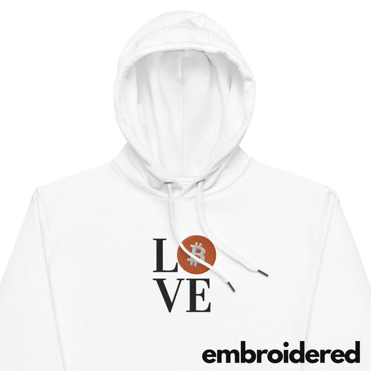 Bitcoin Love Embroidered Premium Hoodie In N Out Crypto