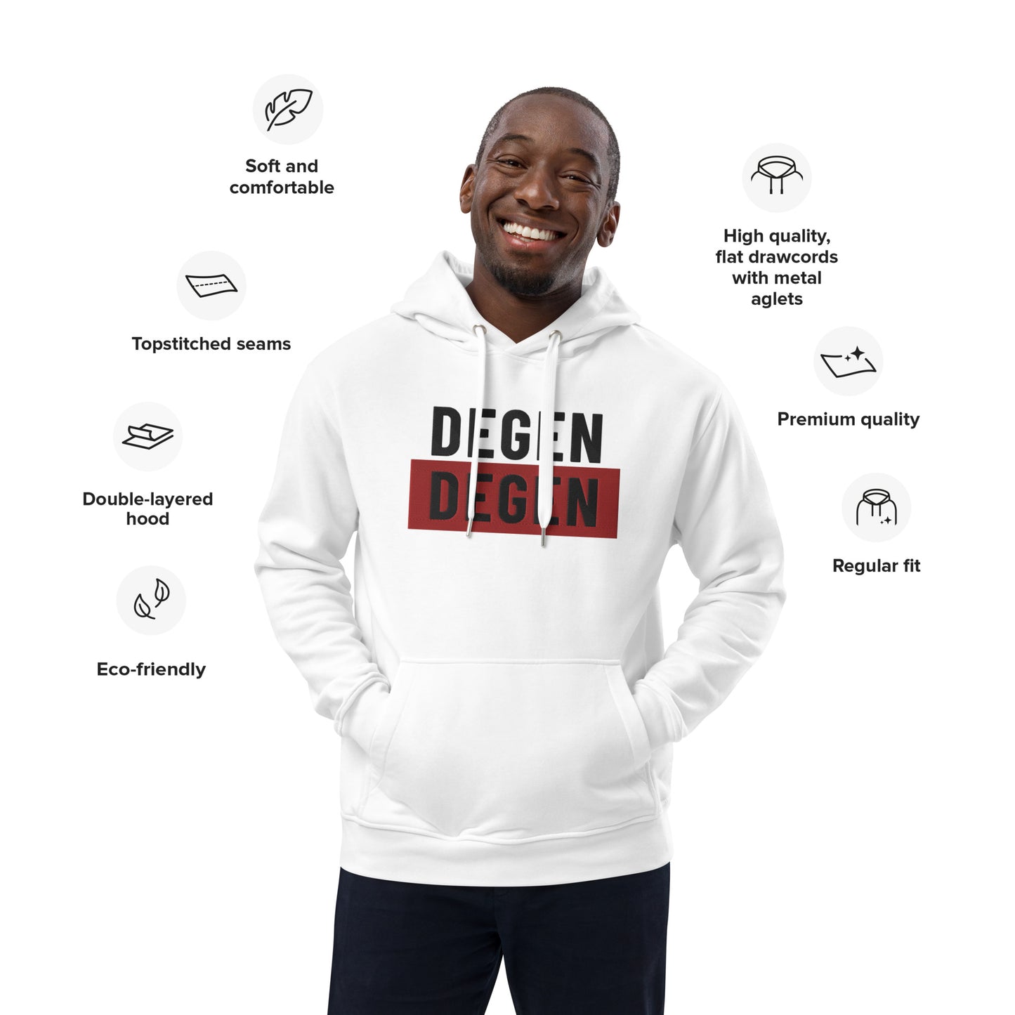Degen Embroidered Premium Eco Hoodie InNOutCrypto