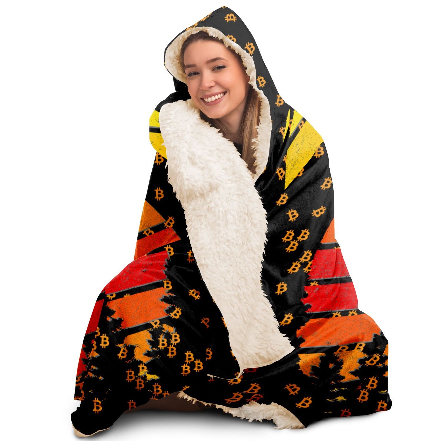 Bitcoin Sunset Hooded Blanket