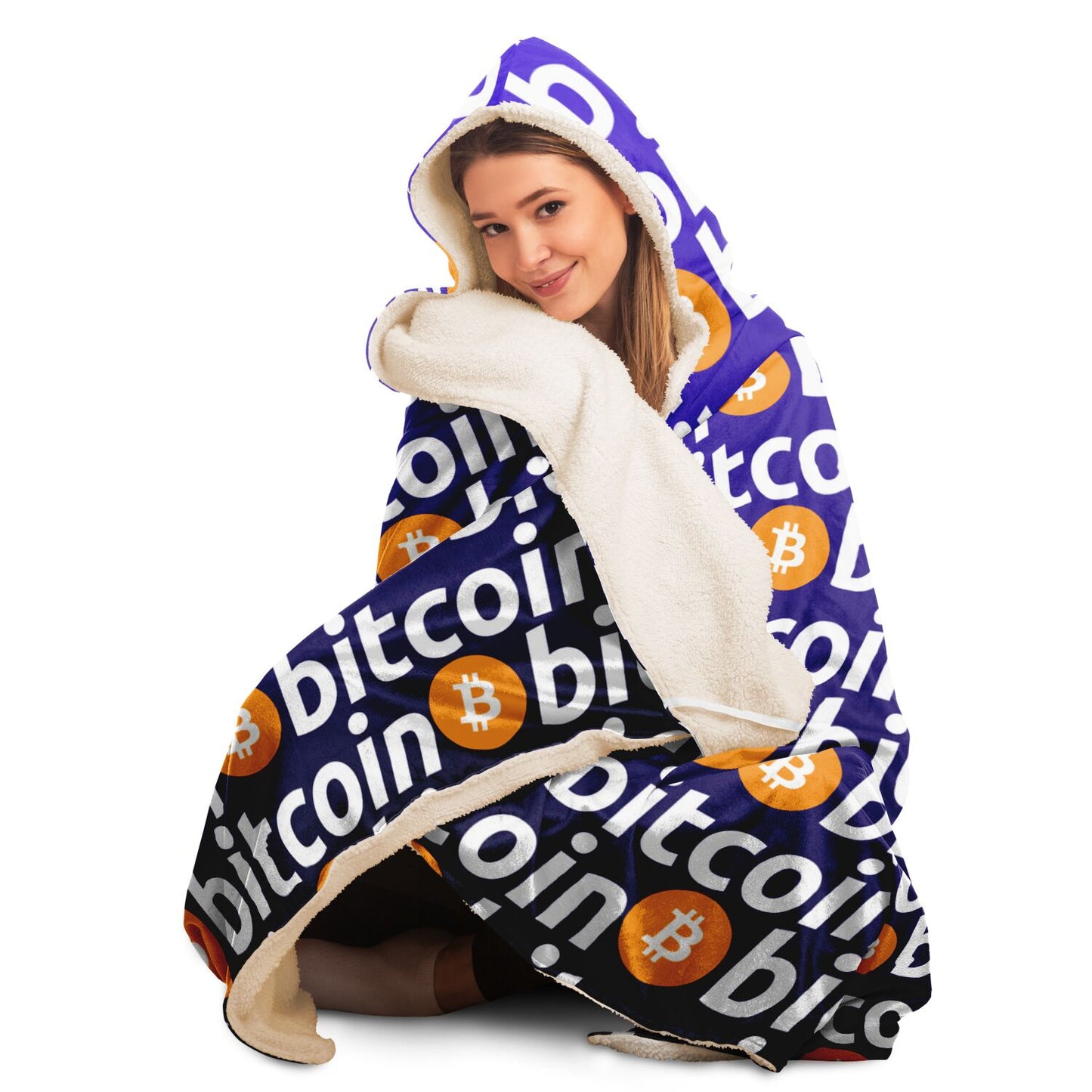Bitcoin Logo Hooded Blanket In N Out Crypto