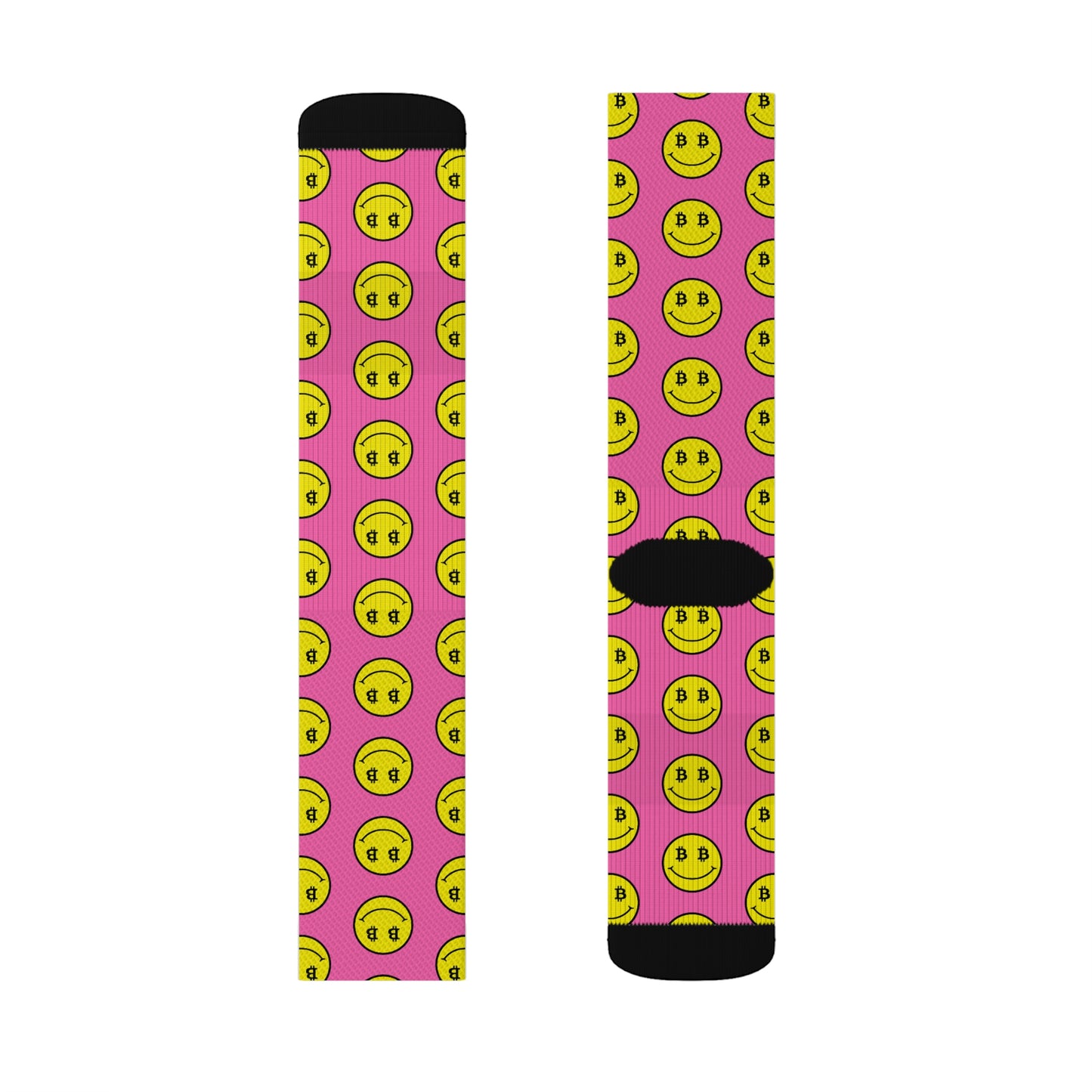 Bitcoin Smile Pink Socks Printify