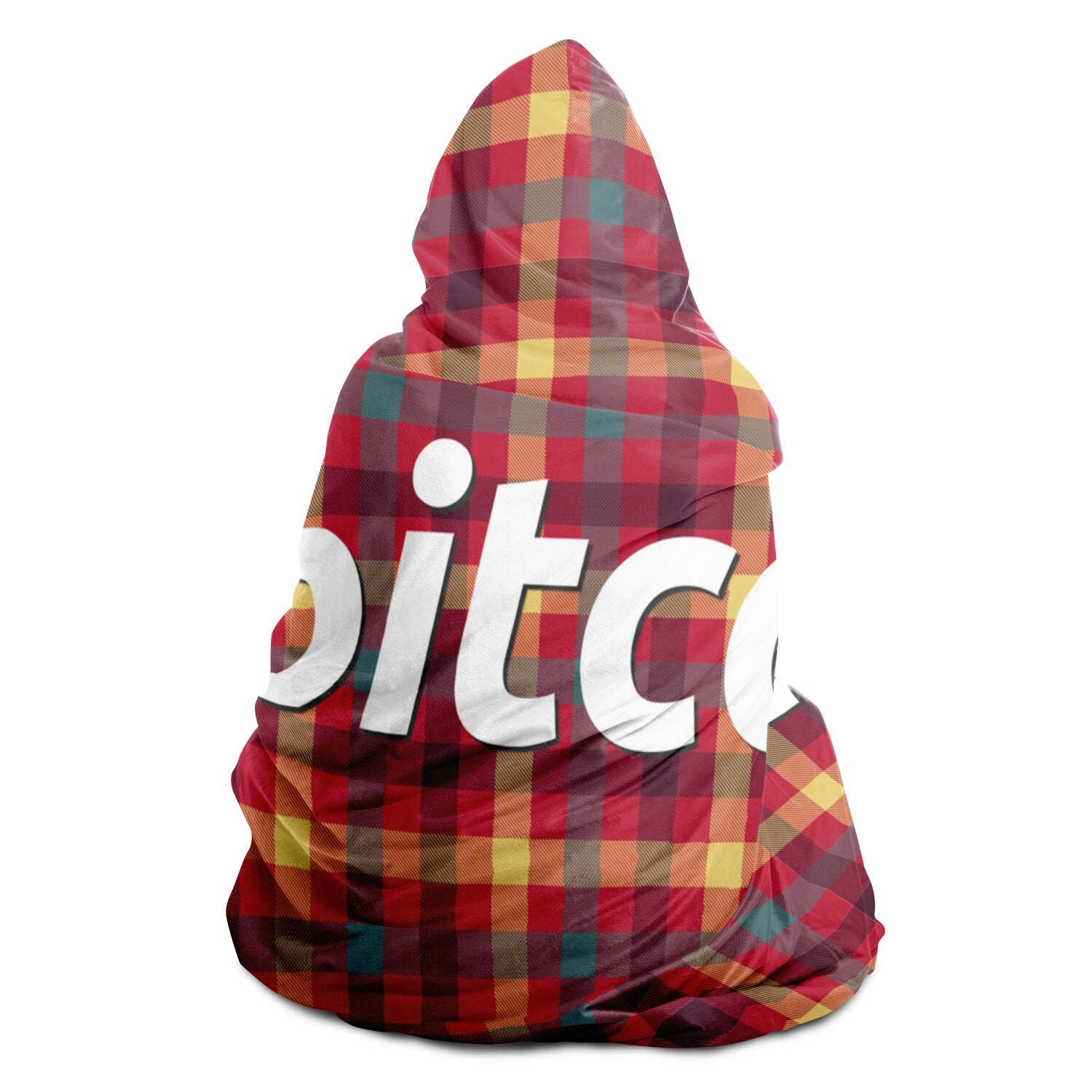 Bitcoin Tartan Classic Hooded Blanket In N Out Crypto