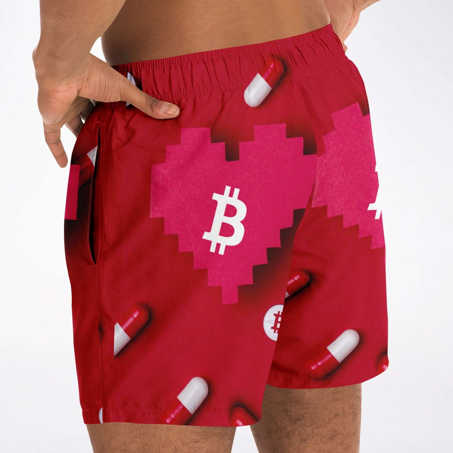 Bitcoin Pill Swim Trunk | Swim Trunks Men - AOP | bitcoin-pill-swim-trunk | Subliminator