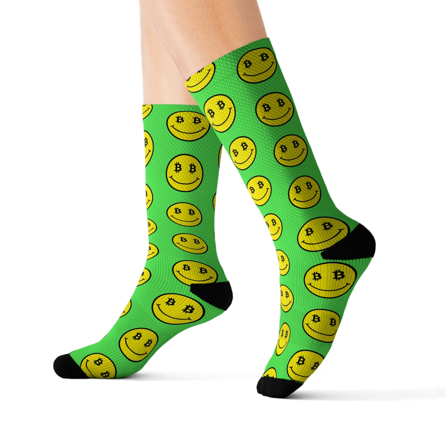 Bitcoin Smile Green Socks Printify