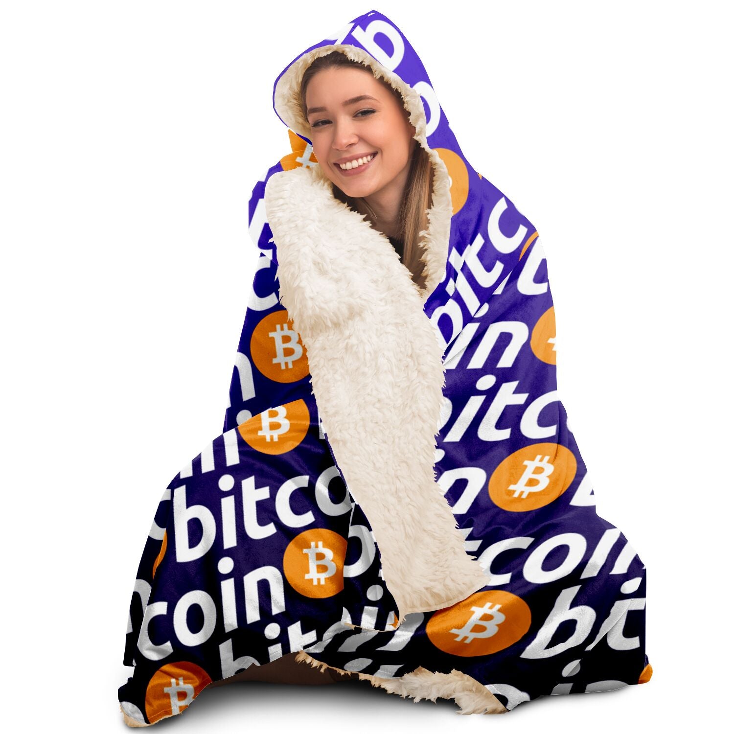 Bitcoin Logo Hooded Blanket In N Out Crypto