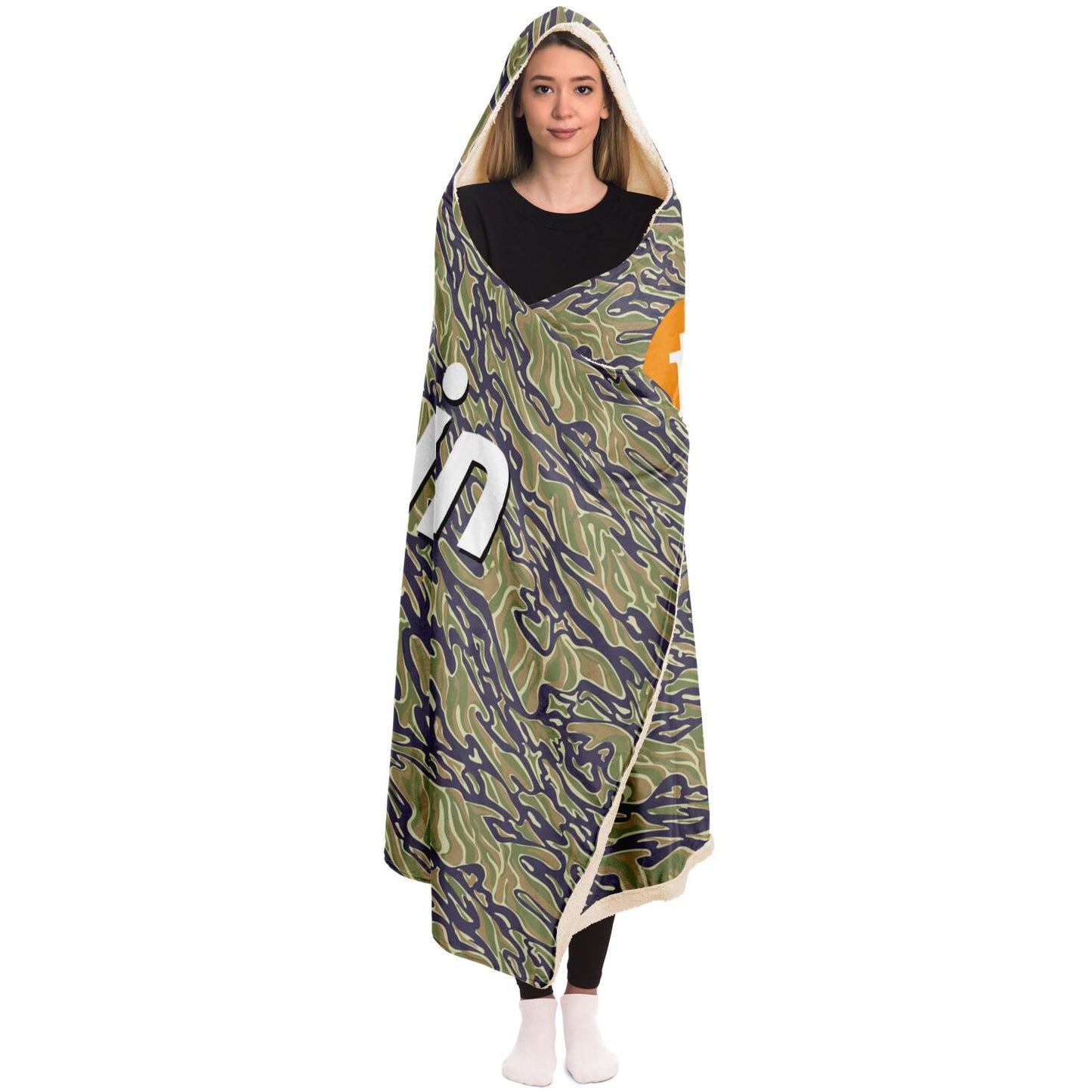 Bitcoin Camo Jungle Hooded Blanket In N Out Crypto
