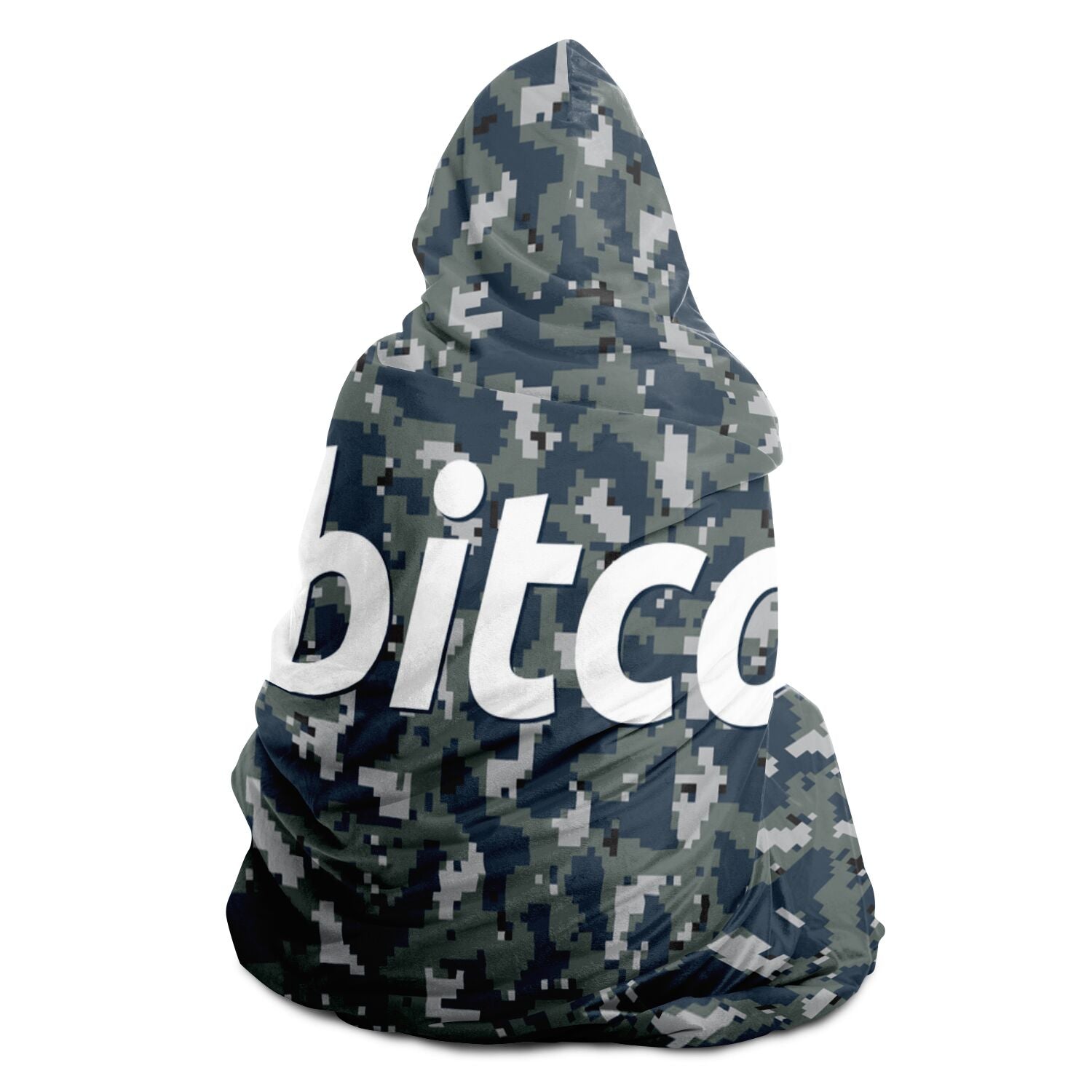 Bitcoin Camo Navy Hooded Blanket In N Out Crypto