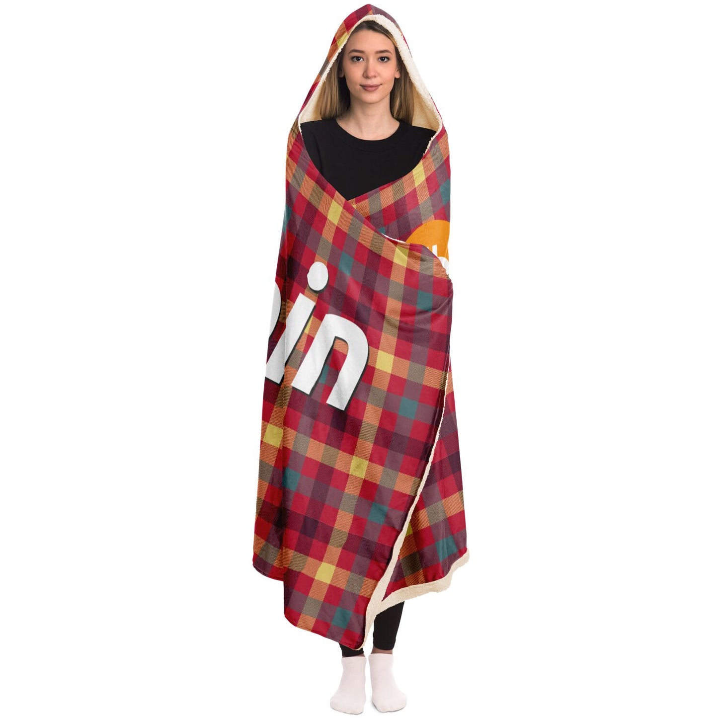 Bitcoin Tartan Classic Hooded Blanket In N Out Crypto