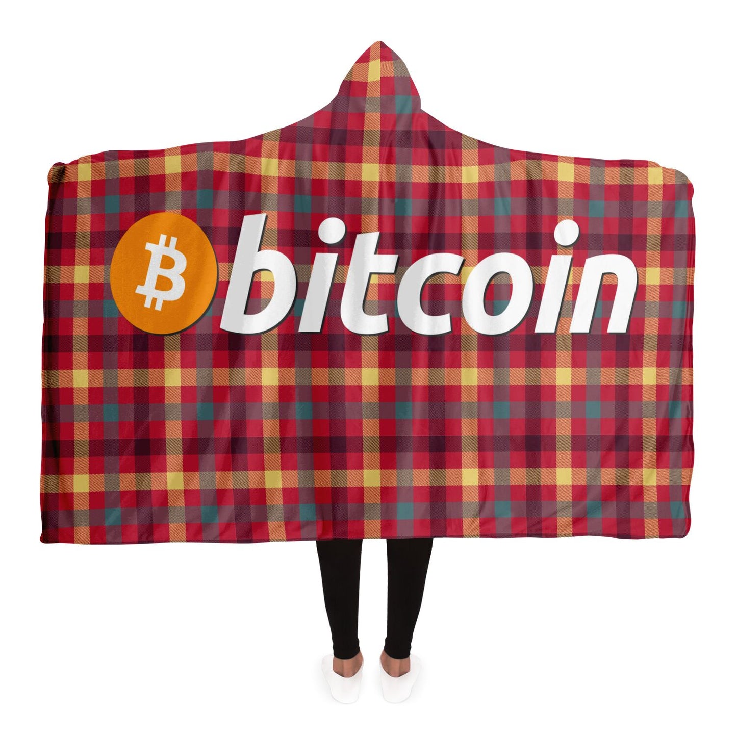 Bitcoin Tartan Classic Hooded Blanket In N Out Crypto