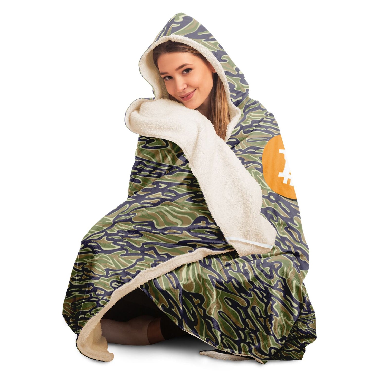 Bitcoin Camo Jungle Hooded Blanket In N Out Crypto