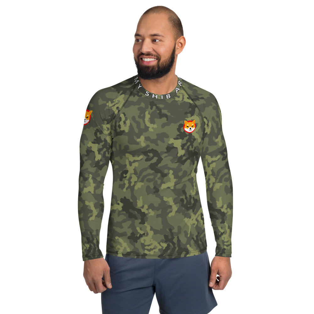 SHIB ARMY CAMO Rash Guard | All Over Prints | shib-army-rash-guard | printful