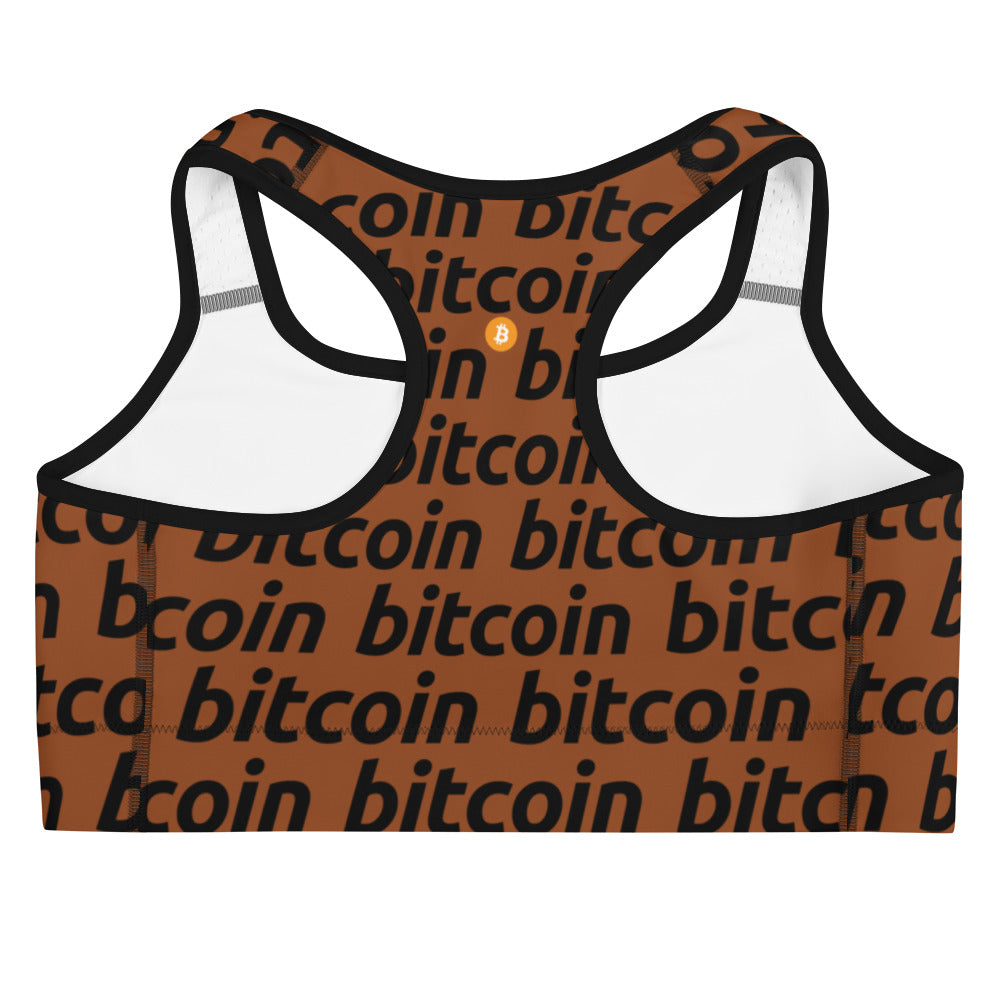 Bitcoin Brown Sports Bra printful