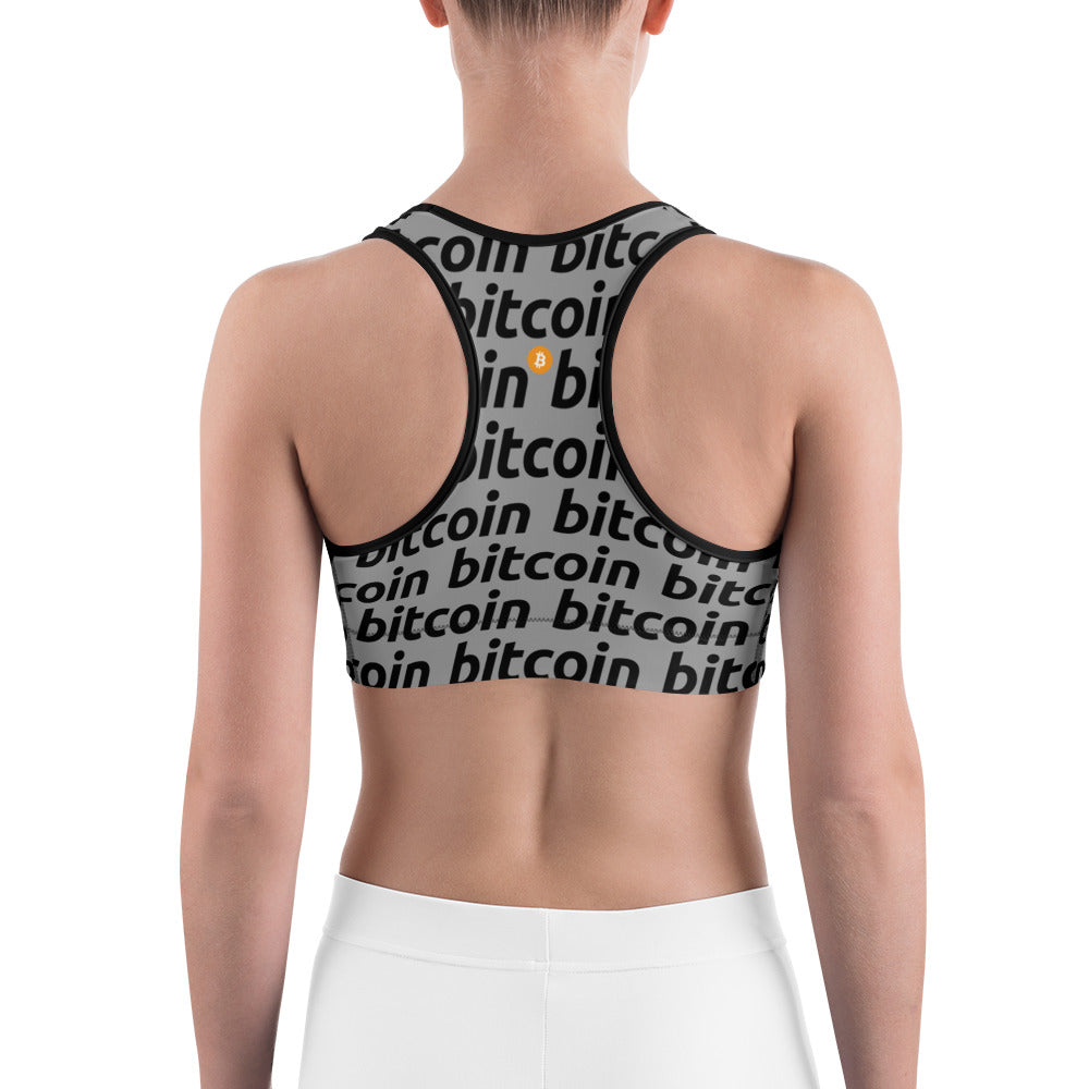 Bitcoin Gray Sports Bra printful