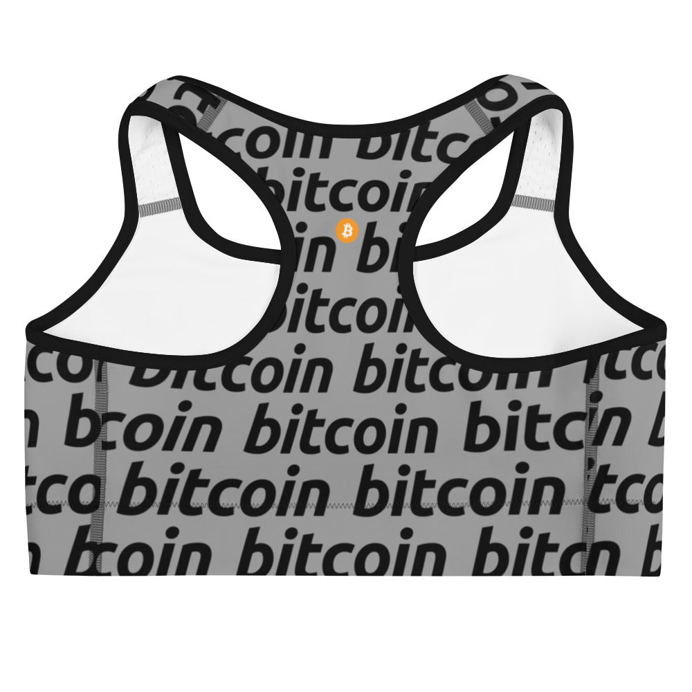 Bitcoin Gray Sports Bra printful