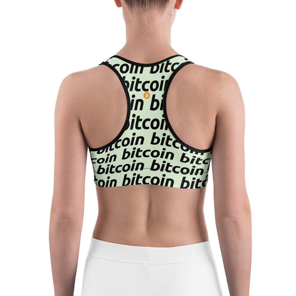 Bitcoin Lime Sports Bra printful