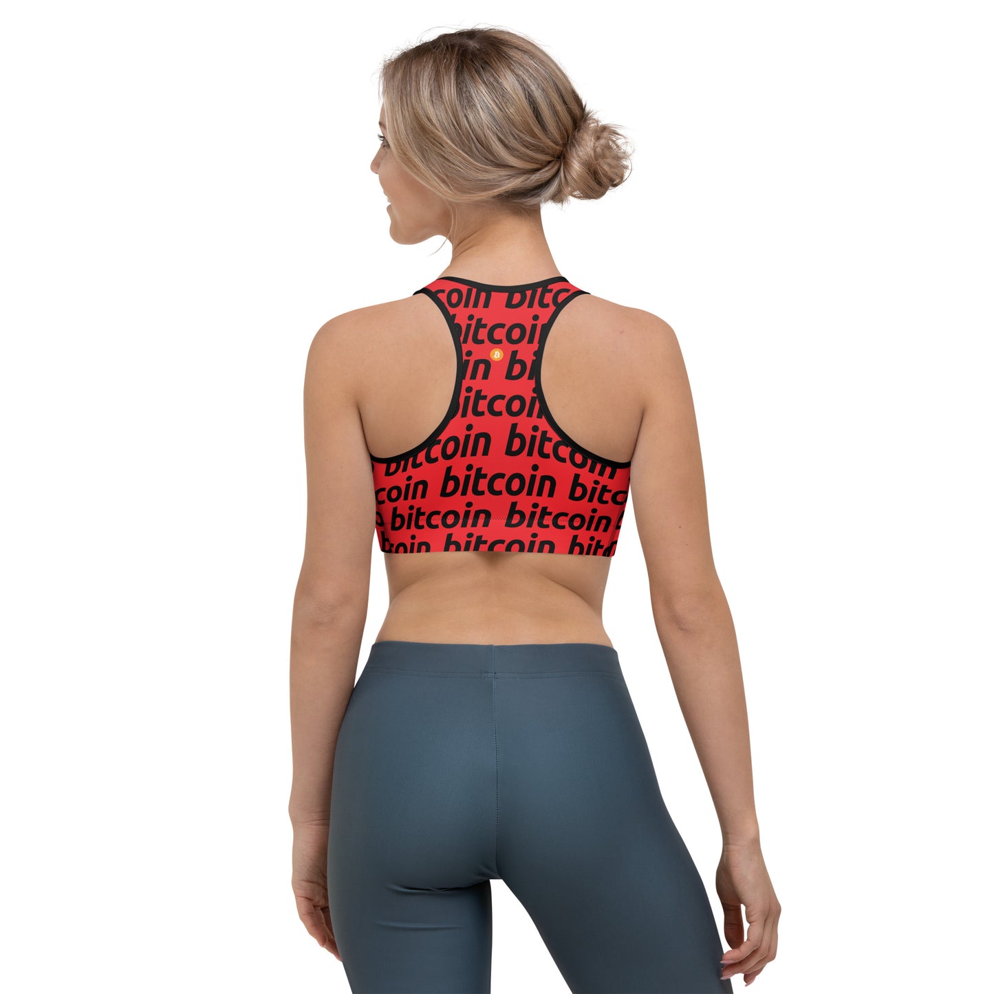 Bitcoin Red Sports bra printful