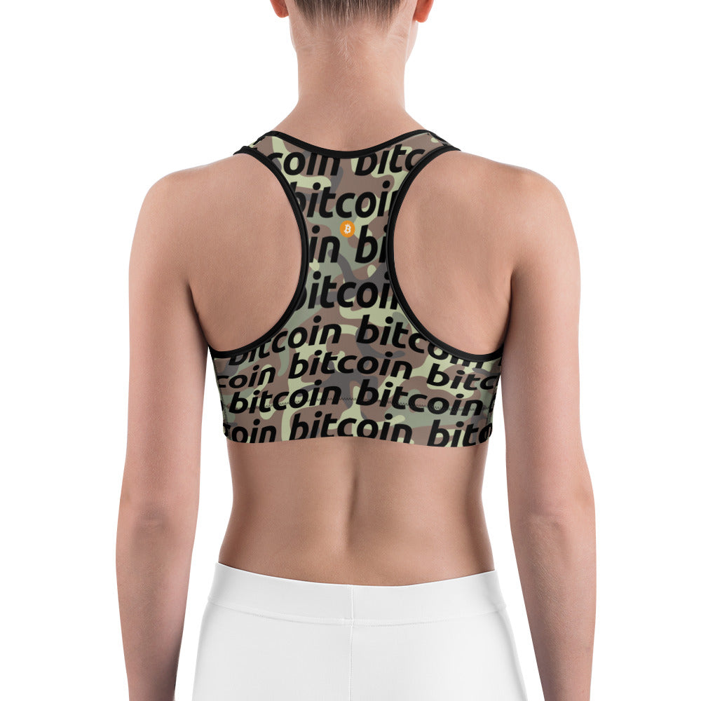 Bitcoin Army Camo Sports Bra printful