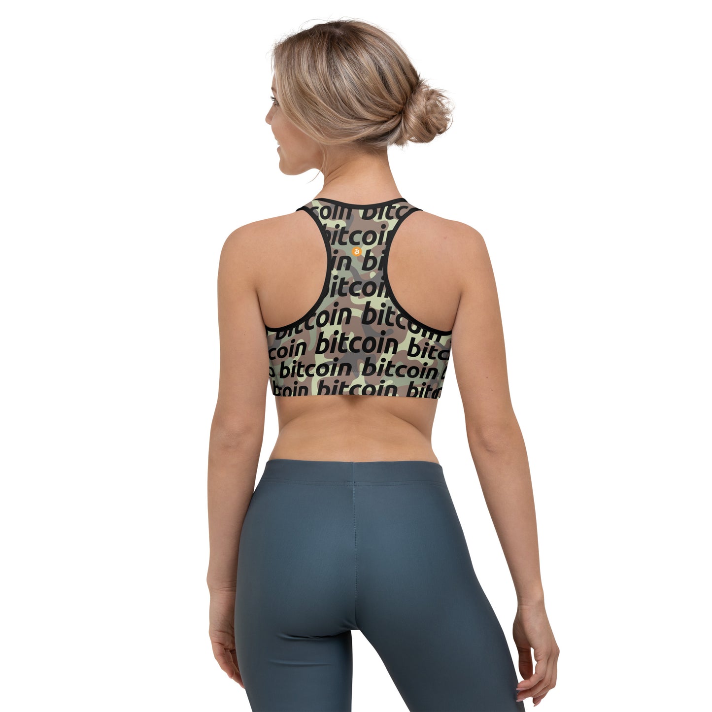 Bitcoin Army Camo Sports Bra printful