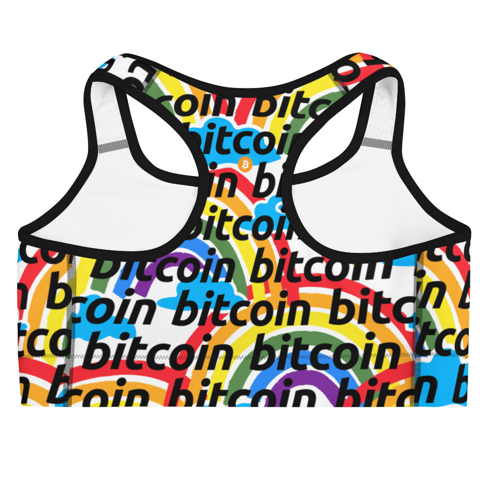 Bitcoin Rainbow Sports Bra printful