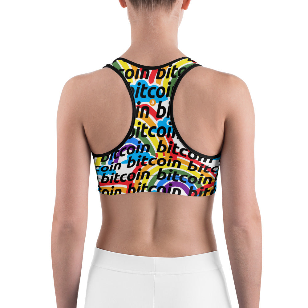 Bitcoin Rainbow Sports Bra printful