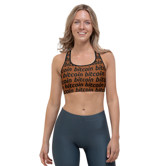 Bitcoin Brown Sports Bra printful