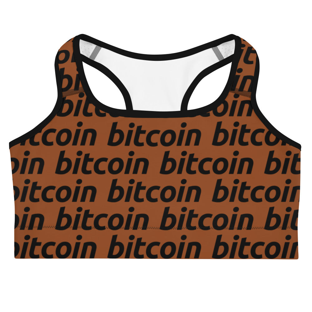 Bitcoin Brown Sports Bra printful