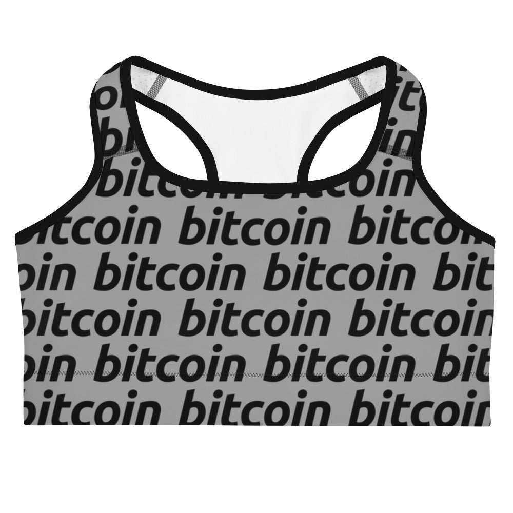 Bitcoin Gray Sports Bra printful